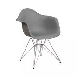 Plastic Accent Dining Chair With Arms And Chrome Base