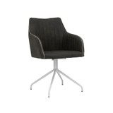 Adelaide Swivel, Home Office Accent Chair with Arms - White, Dark Grey