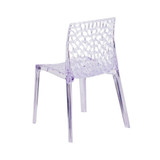 Transparent Stacking Side Chair With Artistic Pattern Design