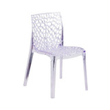 Transparent Stacking Side Chair With Artistic Pattern Design