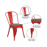 Metal Stackable Chair with Wood Seat, 18"W x 20"D x 33"H