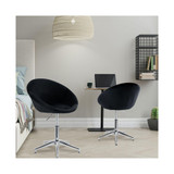 2 Piece Adjustable Velvet Accent Chair in Black with Chrome Finish