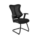 Designer Mesh Sled Base Side Reception Chair With Adjustable Arms