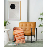 31.50" Polyurethane Leather Button-Tufted Accent Arm Chair with Black Metal Frame