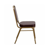 Trapezoidal Back Stacking Banquet Chair with Brown Vinyl