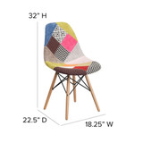 Modern Upholstered Elon Series Milan Patchwork Fabric Chair with Wooden Legs - Multi-Color