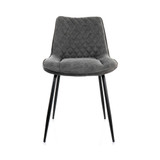 2 Piece Vintage Faux Leather Tufted Chair in Gray