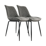 2 Piece Vintage Faux Leather Tufted Chair in Gray