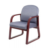 Mahogany Wood Mid-Back Guest Chair W/ Sled Base