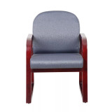 Mahogany Wood Mid-Back Guest Chair W/ Sled Base