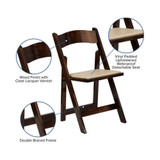 Fruitwood Wood Folding Chair With Vinyl Padded Seat