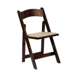 Fruitwood Wood Folding Chair With Vinyl Padded Seat