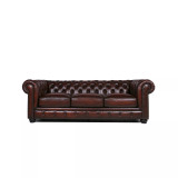 Alexandon Leather Chesterfield Tufted Sofa with Roll Arm