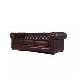 Alexandon Leather Chesterfield Tufted Sofa with Roll Arm