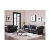 Alexandon Leather Chesterfield Tufted Sofa with Roll Arm
