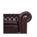 Alexandon Leather Chesterfield Tufted Sofa with Roll Arm