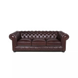 Alexandon Leather Chesterfield Tufted Sofa with Roll Arm