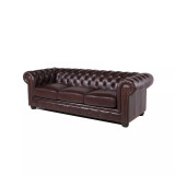 Alexandon Leather Chesterfield Tufted Sofa with Roll Arm