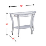 Pennsbury Glam Mirrored Demilune Console Table