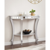 Pennsbury Glam Mirrored Demilune Console Table