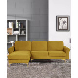 34.25" Wood, Steel, Foam and Polyester Lance Reversible Chaise with Power and USB Ports Sofa