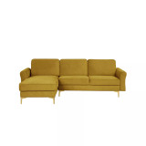 34.25" Wood, Steel, Foam and Polyester Lance Reversible Chaise with Power and USB Ports Sofa