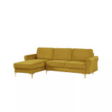 34.25" Wood, Steel, Foam and Polyester Lance Reversible Chaise with Power and USB Ports Sofa