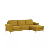 34.25" Wood, Steel, Foam and Polyester Lance Reversible Chaise with Power and USB Ports Sofa