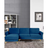 34.25" Wood, Steel, Foam and Polyester Lance Reversible Chaise with Power and USB Ports Sofa