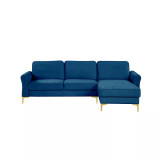 34.25" Wood, Steel, Foam and Polyester Lance Reversible Chaise with Power and USB Ports Sofa