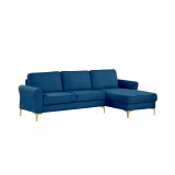 34.25" Wood, Steel, Foam and Polyester Lance Reversible Chaise with Power and USB Ports Sofa