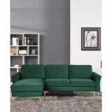 34.25" Wood, Steel, Foam and Polyester Lance Reversible Chaise with Power and USB Ports Sofa