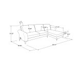 34.25" Wood, Steel, Foam and Polyester Lance Reversible Chaise with Power and USB Ports Sofa