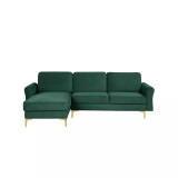 34.25" Wood, Steel, Foam and Polyester Lance Reversible Chaise with Power and USB Ports Sofa