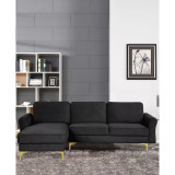 34.25" Wood, Steel, Foam and Polyester Lance Reversible Chaise with Power and USB Ports Sofa