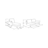 34.25" Wood, Steel, Foam and Polyester Lance Reversible Chaise with Power and USB Ports Sofa