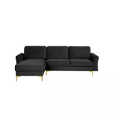 34.25" Wood, Steel, Foam and Polyester Lance Reversible Chaise with Power and USB Ports Sofa