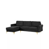 34.25" Wood, Steel, Foam and Polyester Lance Reversible Chaise with Power and USB Ports Sofa