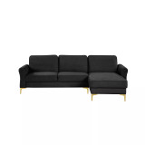 34.25" Wood, Steel, Foam and Polyester Lance Reversible Chaise with Power and USB Ports Sofa