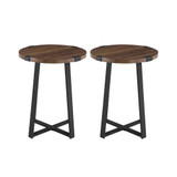 Modern Industrial 2-Piece Metal Wrap Side Table Set