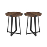 Modern Industrial 2-Piece Metal Wrap Side Table Set