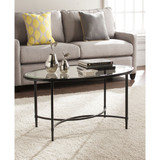 Carabella Metal and Glass Oval Cocktail Table