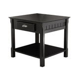 Timber End Table with One Drawer and Shelf