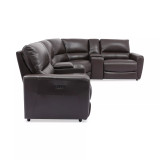 Danvors 6-Pc. Leather Sectional Sofa with 3 Power Recliners, Power Headrests, 2 Consoles, and USB Power Outlet