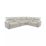 Danvors 6-Pc. Leather Sectional Sofa with 3 Power Recliners, Power Headrests, 2 Consoles, and USB Power Outlet
