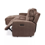 Hutchenson 3-Pc. Fabric Chaise Sectional with 2 Power Recliners and Power Headrests