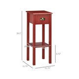 30" Elegant Narrow Accent End Bedside Sofa Table w/ Storage Drawer, Red