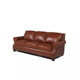 Willison Italian  Leather Sofa with Nailhead Trim in Camel Brown