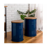 Modern Metal Storage Accent Table or Stool, Set of 2