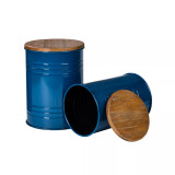 Modern Metal Storage Accent Table or Stool, Set of 2